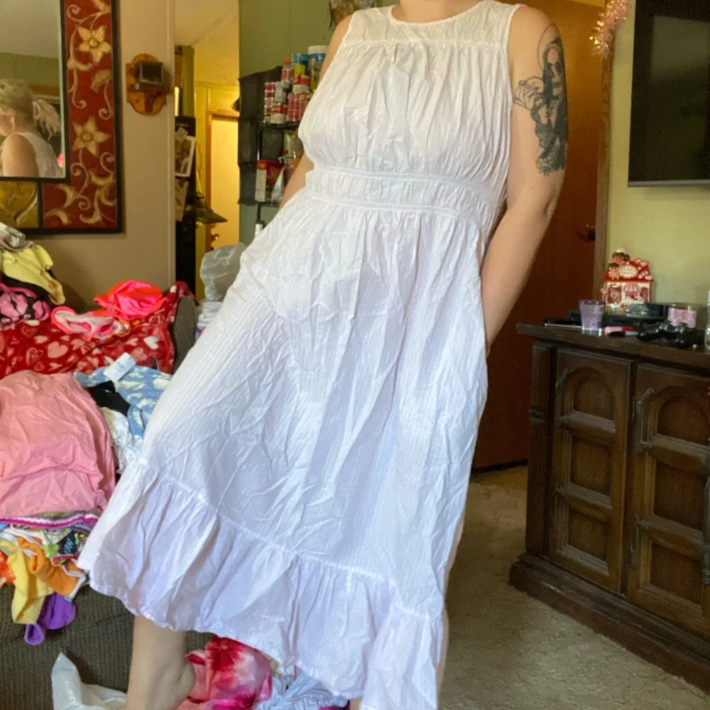 A new day cotton lavender and white stripe sleeveless maxi dress - Picture 1 of 4